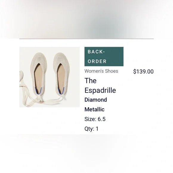 Rothy's The Espadrille Metallic Flat (size 6.5) - Picture 4 of 16